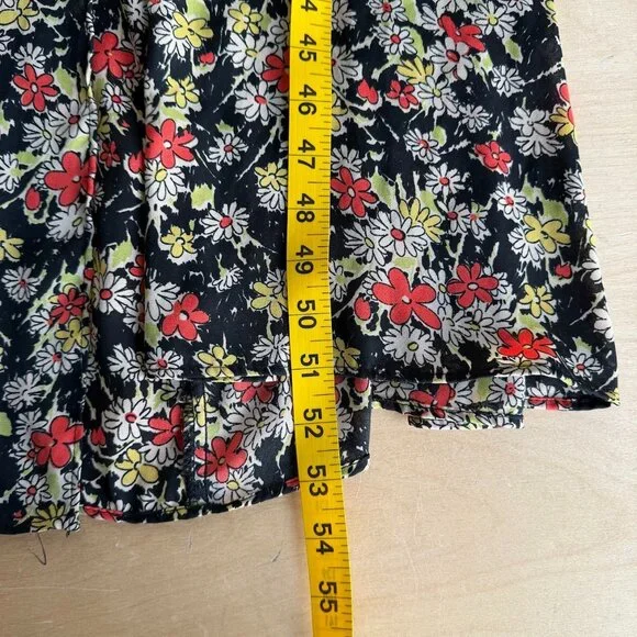 Topshop Grunge Midi Dress V-Neck Front Panel Black Floral Print Size 8 - Picture 10 of 10